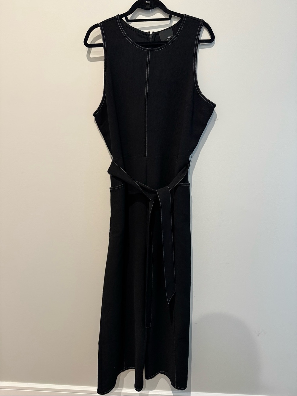 Anthropologie, Greylin Sleeveless Black Belted Jumpsuit, XL